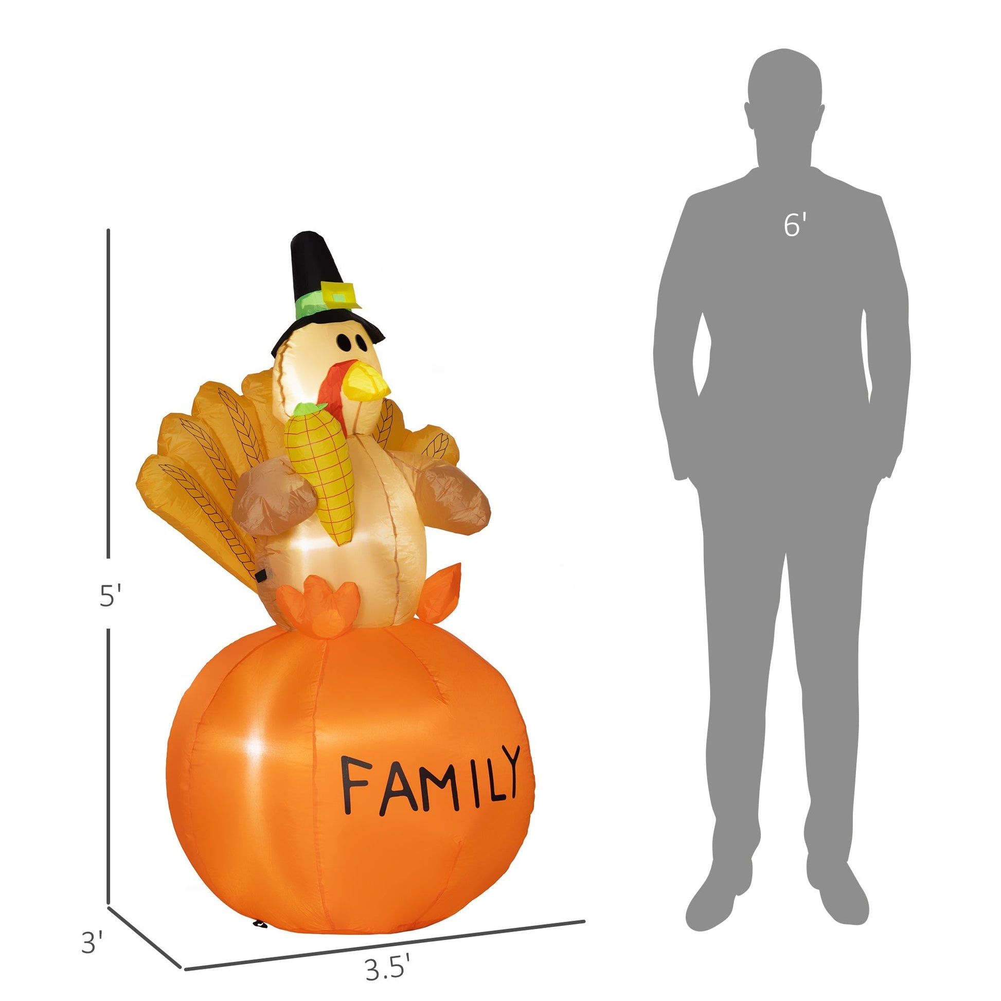 Inflatable Thanksgiving Turkey LED garden display by HouseOfZazla, orange fall decor on Tampa Home & Garden Store