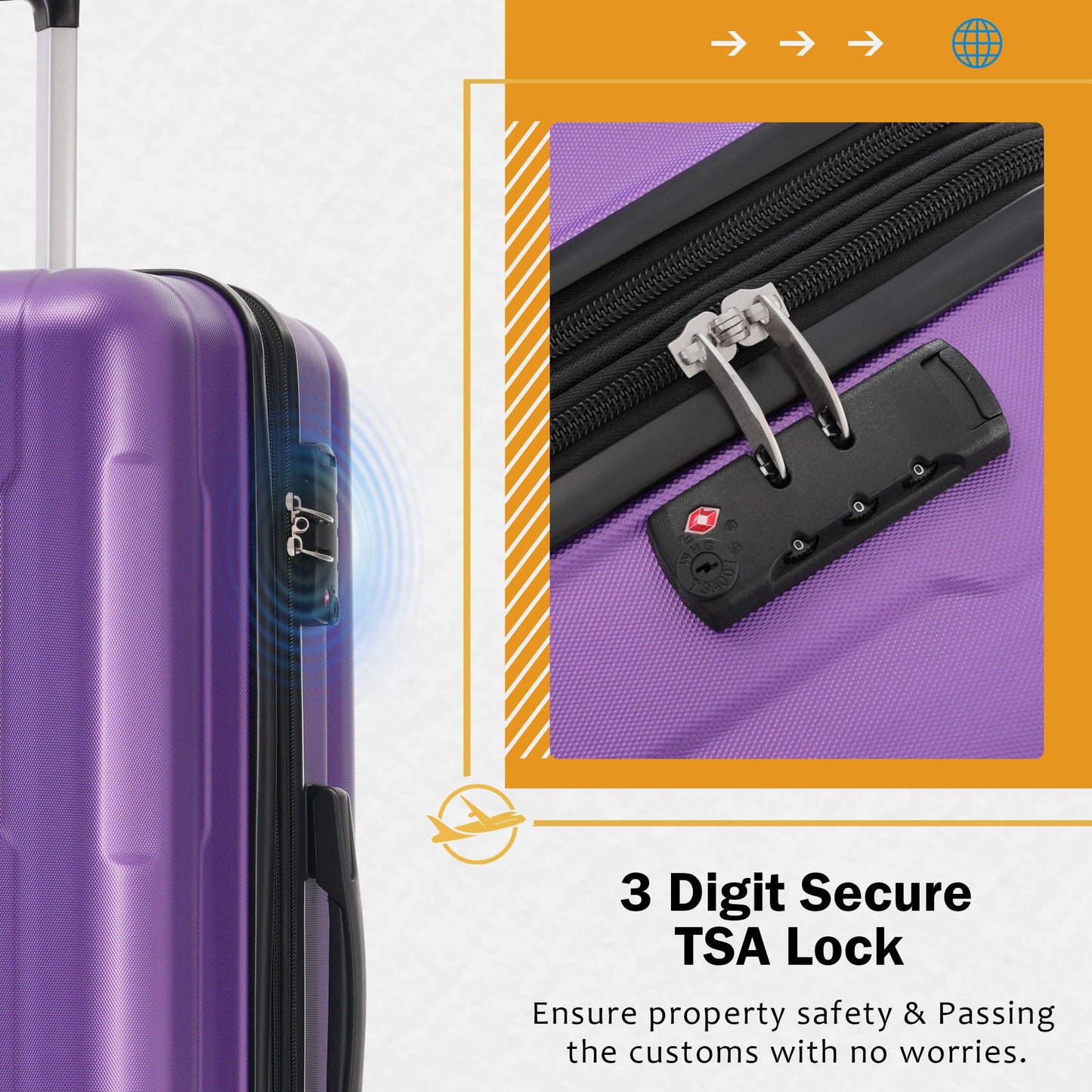 2 Piece Luggage Set purple ABS lightweight suitcases with TSA lock by HouseOfZazla on Tampa Home & Garden Store