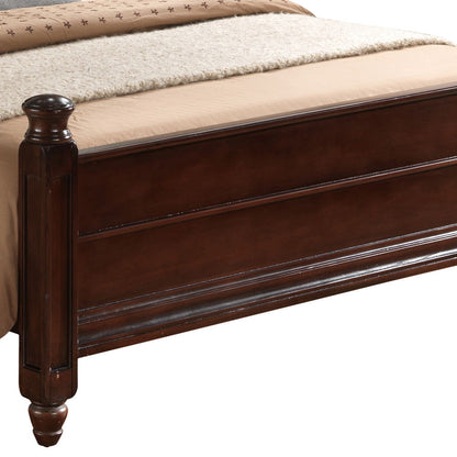 Bed Hand Carved Traditional panel bed in dark espresso wood with carved posts on Tampa Home & Garden Store