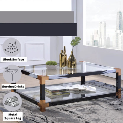Lafty Glass Coffee Table and Open Shelf Modern