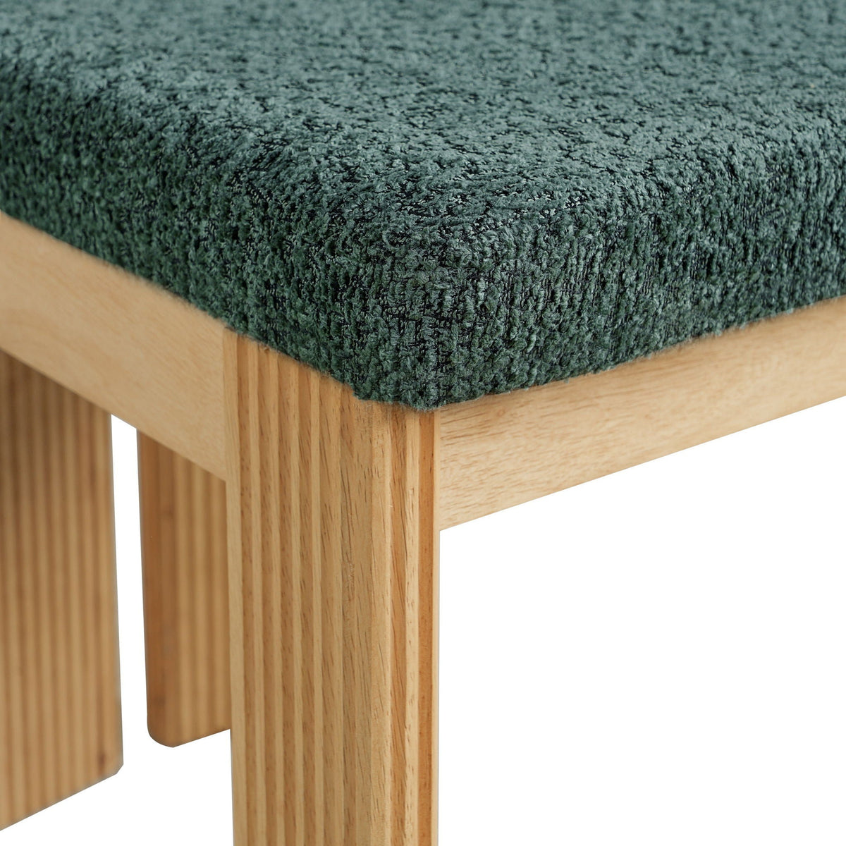Boucle upholstered dining chair set of 2 in dark green boucle fabric with rubber wood frame on Tampa Home & Garden Store