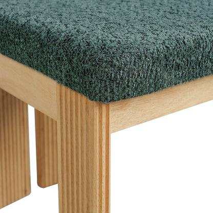 Boucle upholstered dining chair set of 2 in dark green boucle fabric with rubber wood frame on Tampa Home & Garden Store