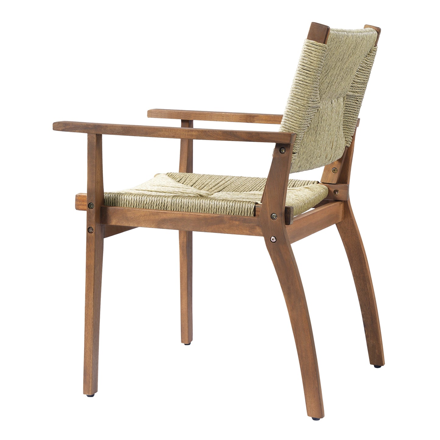 Durable Outdoor Dining Chair by HouseOfZazla with acacia wood frame and woven wicker seat on Tampa Home & Garden Store