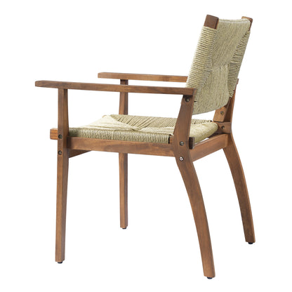 Durable Outdoor Dining Chair by HouseOfZazla with acacia wood frame and woven wicker seat on Tampa Home & Garden Store