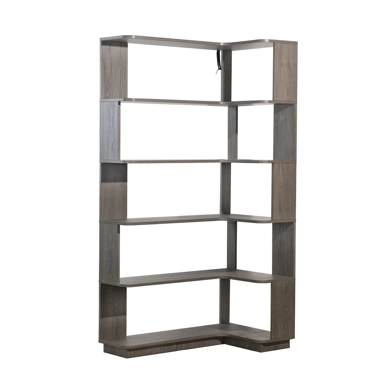 Freestanding corner bookshelf with adjustable shelves by HouseOfZazla in dark brown wood on Tampa Home & Garden Store