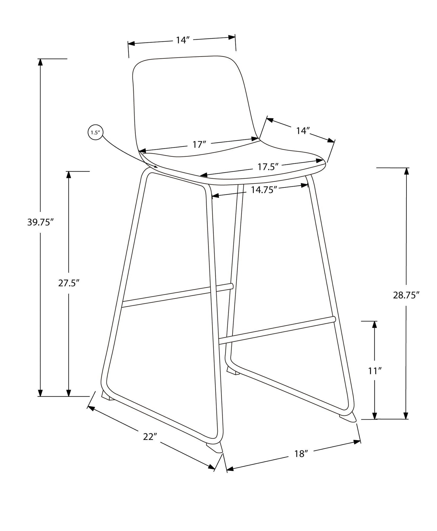 Contemporary Bar Height Office Chair with Modern