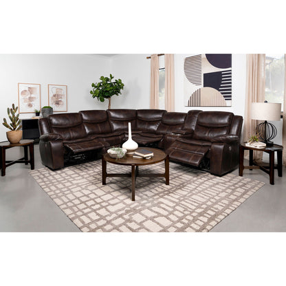 Mclean power reclining sectional sofa with storage console in brown leather by HouseOfZazla on Tampa Home & Garden Store