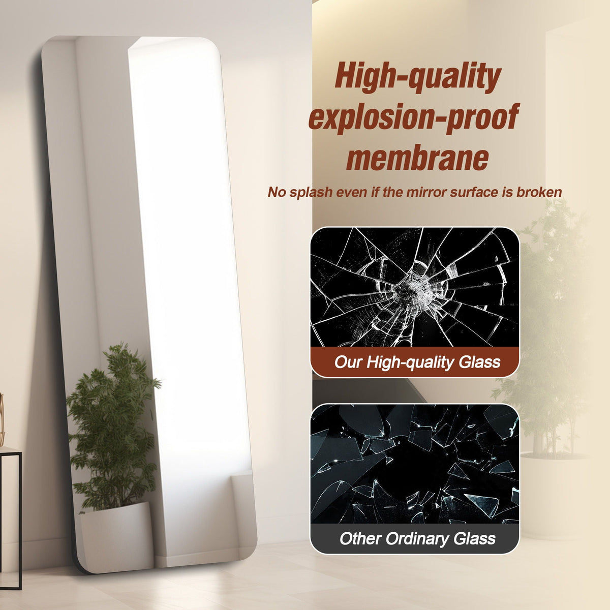 Full-Body Round-Corner Mirror by HouseOfZazla in white frame on Tampa Home & Garden Store