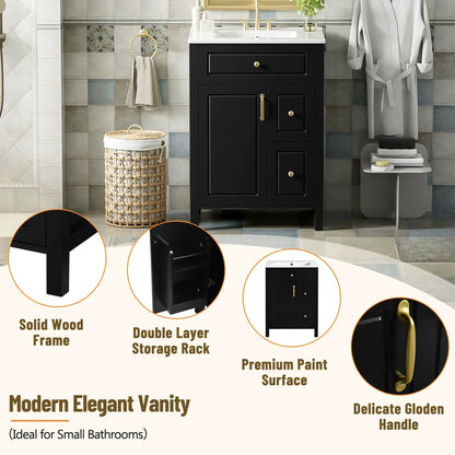 Elegant Bathroom Vanity Ceramic Sink and Drawers