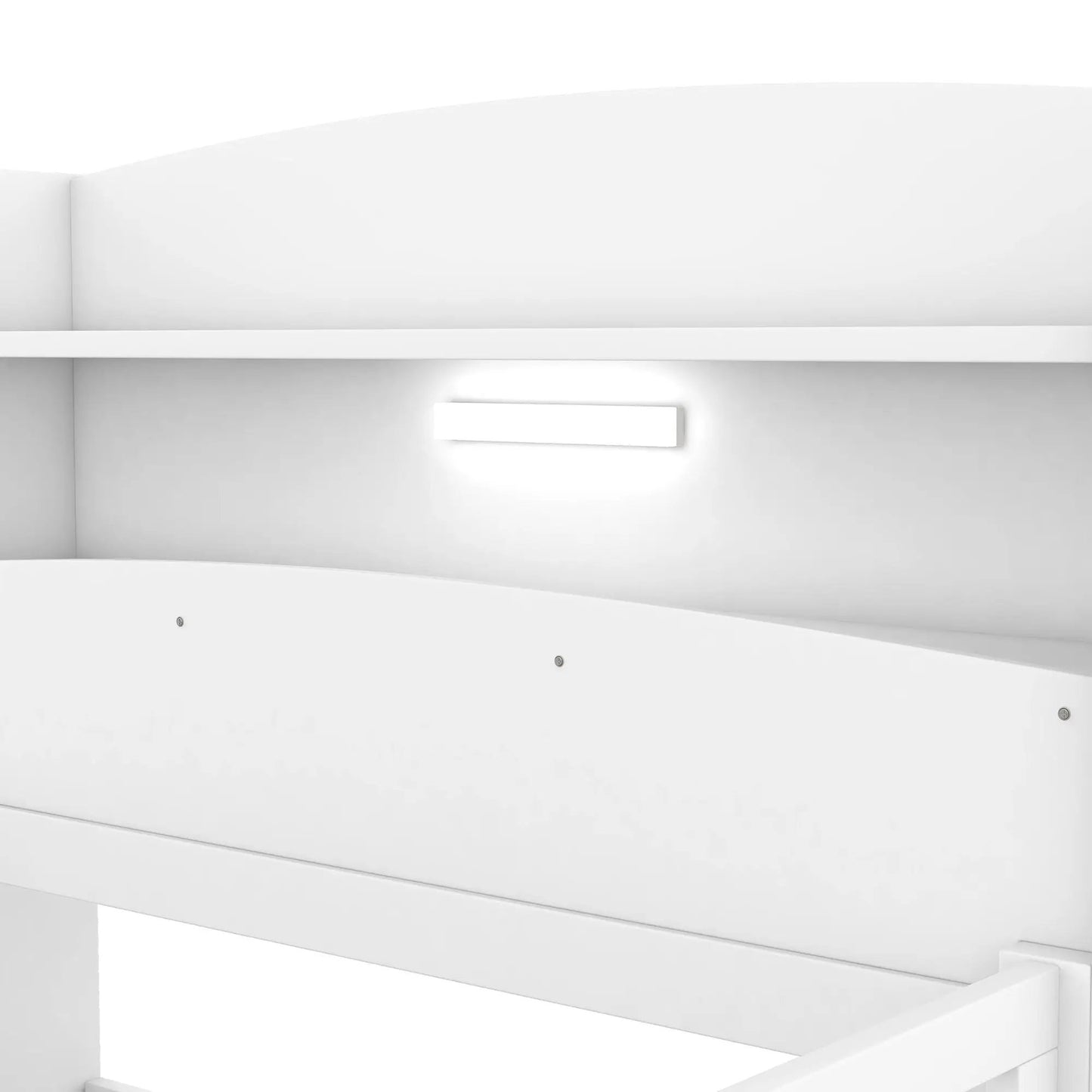 Wood Platform Bed With Led Light and Guardrail