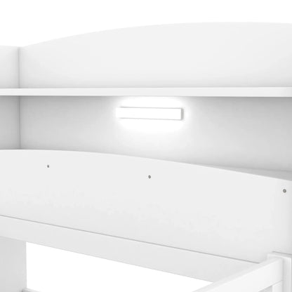 Wood Platform Bed With Led Light and Guardrail