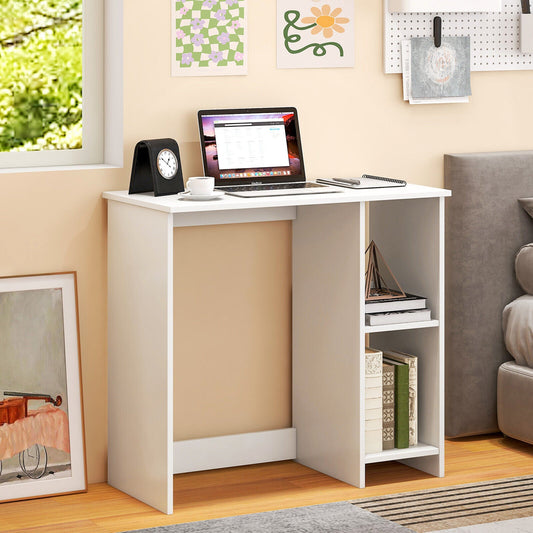 31.5 Inch  Modern Home Office Desk with 2 Compartments-White - Tampa Home & Garden Store