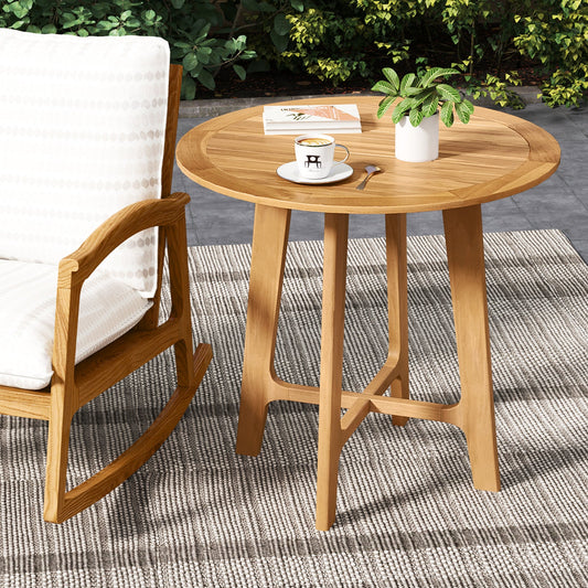 31.5 Inches Patio Dining Table with Slatted Tabletop and X-shaped Frame - Tampa Home & Garden Store