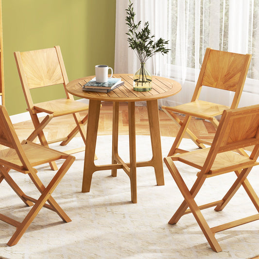31.5 Inches Patio Dining Table with Slatted Tabletop and X-shaped Frame - Tampa Home & Garden Store