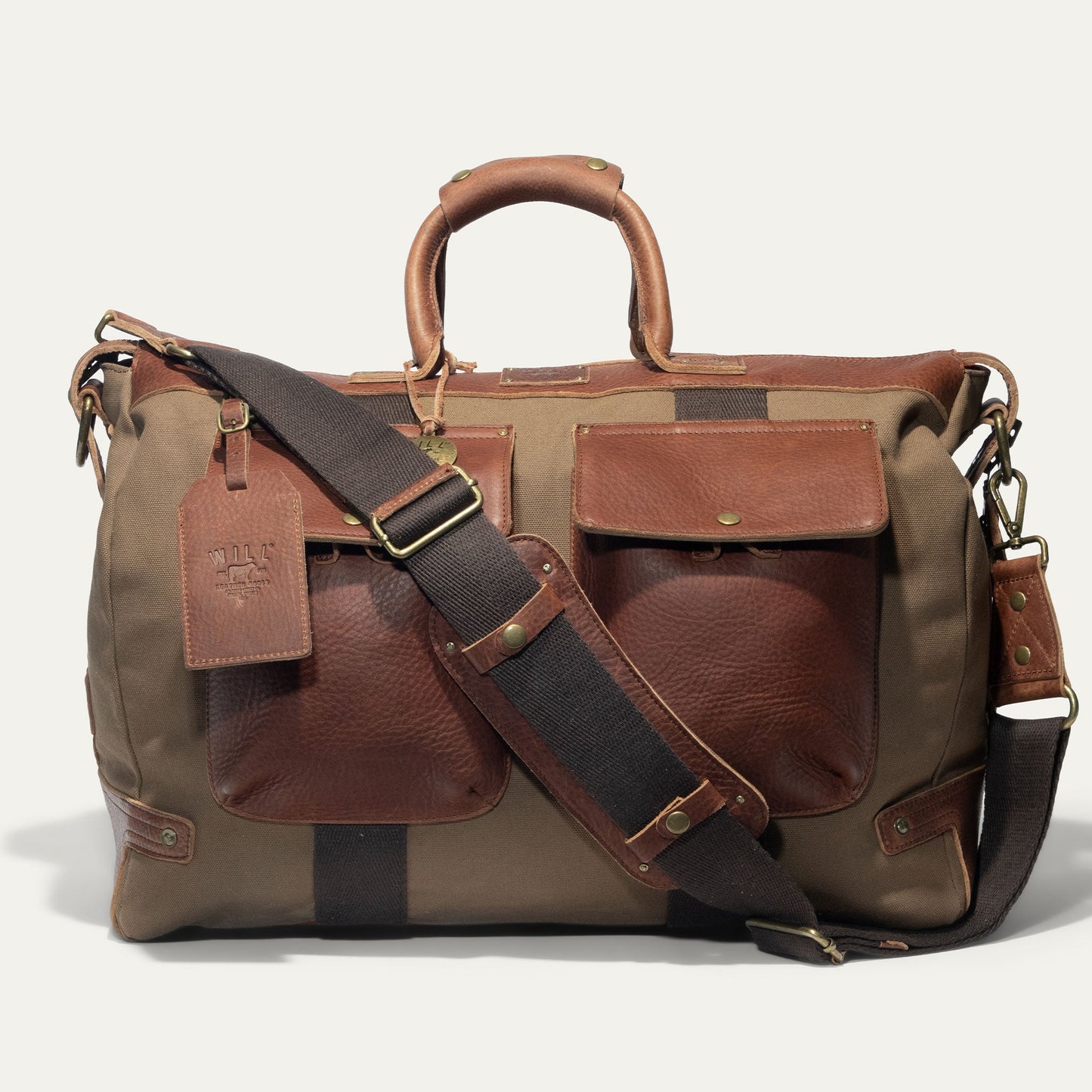 Canvas & Leather Travel Duffle by Will Leather Goods with leather trim and canvas body on Tampa Home & Garden Store
