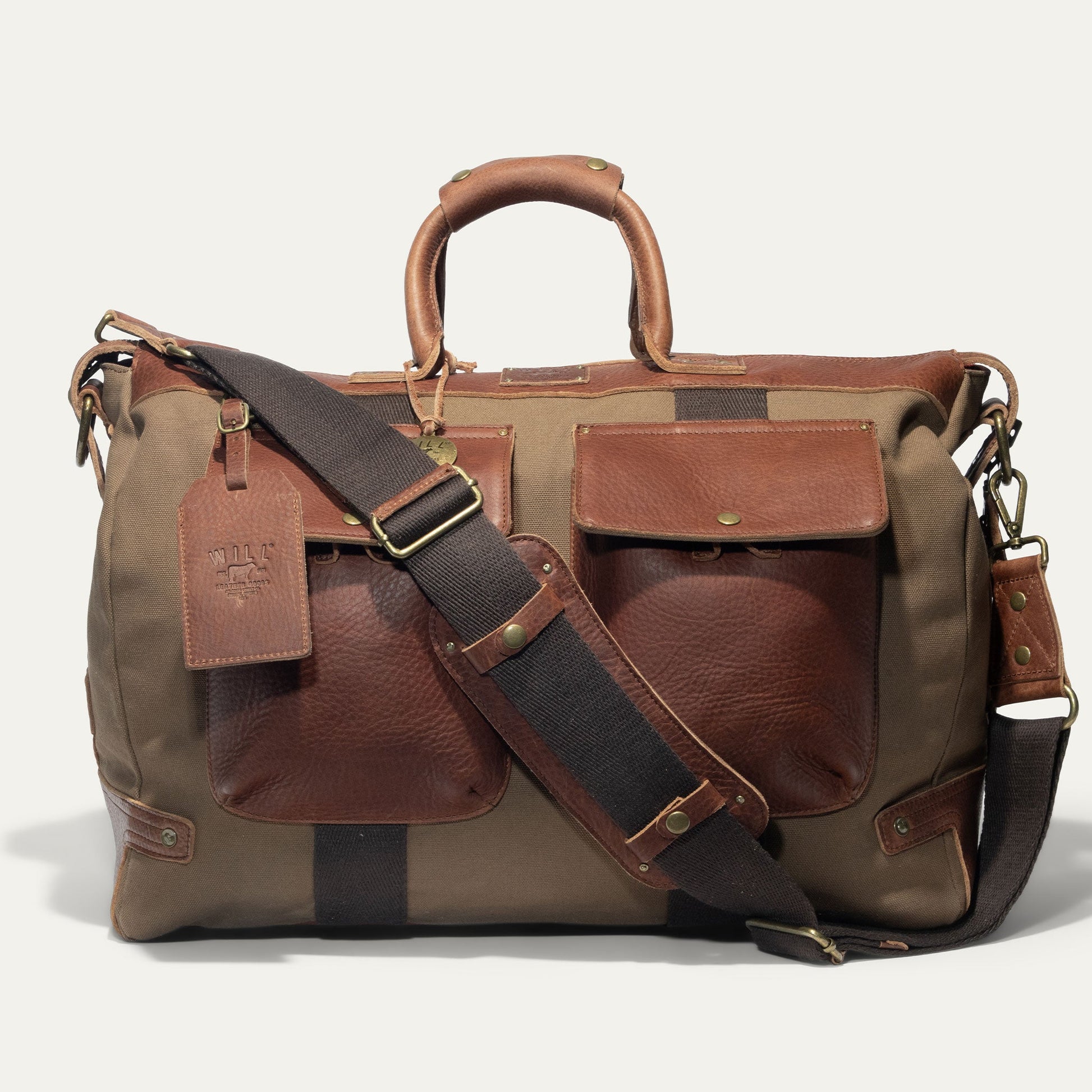 Canvas & Leather Travel Duffle by Will Leather Goods with leather trim and canvas body on Tampa Home & Garden Store