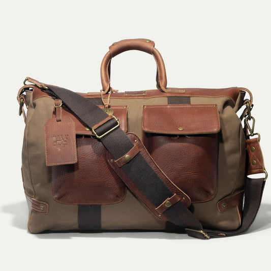 Canvas & Leather Travel Duffle by Will Leather Goods with leather trim and canvas body on Tampa Home & Garden Store