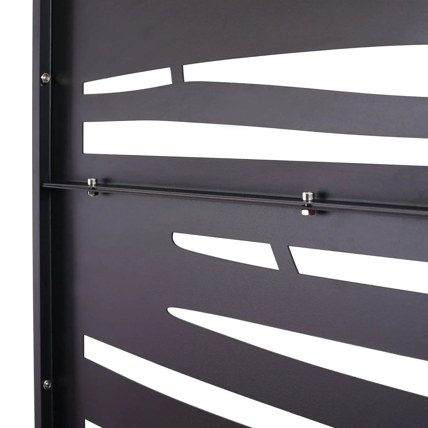 Outdoor & Indoor Privacy Screen metal privacy screen panel with curved slat cuts in black finish on Tampa Home & Garden Store