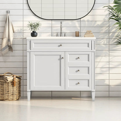 White bathroom vanity base with 2 drawers and a tip-out drawer by Unique Piece Furniture, on Tampa Home & Garden Store