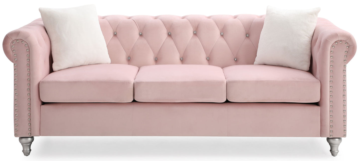 the Raisa Tufted Sofa and Nailhead Accents