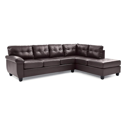 Gallant Sectional sofa in dark brown leather with tufted cushions and chaise on Tampa Home & Garden Store