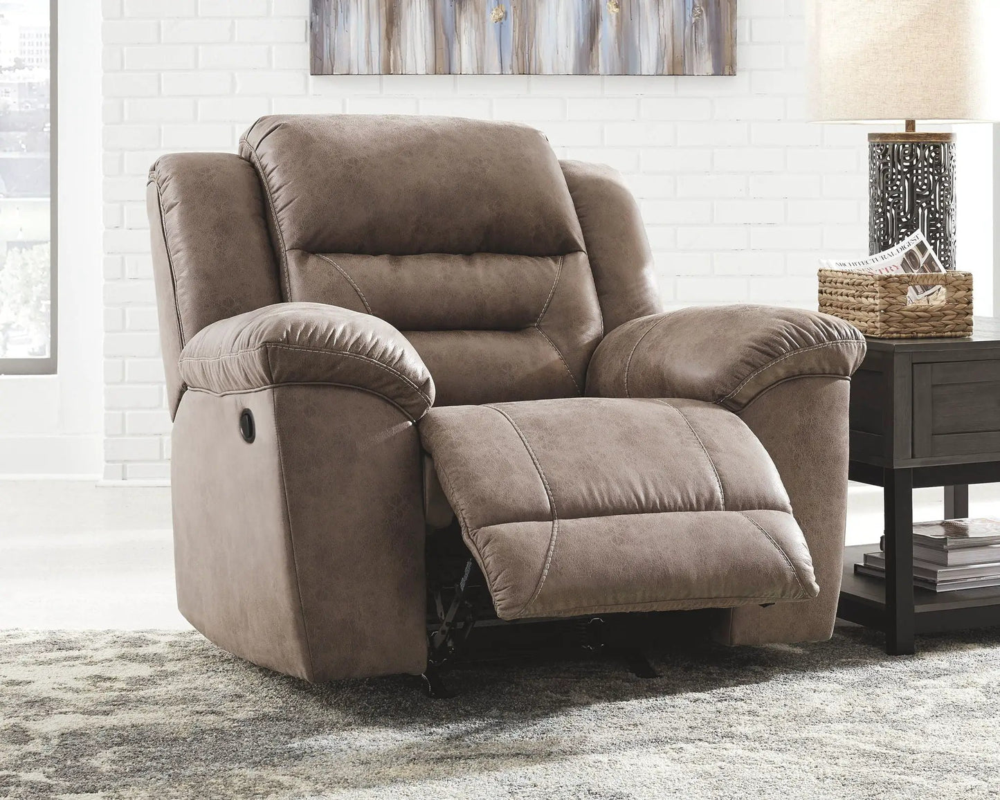 Stoneland reclining sofa in brown faux leather by Unique Piece Furniture on Tampa Home & Garden Store