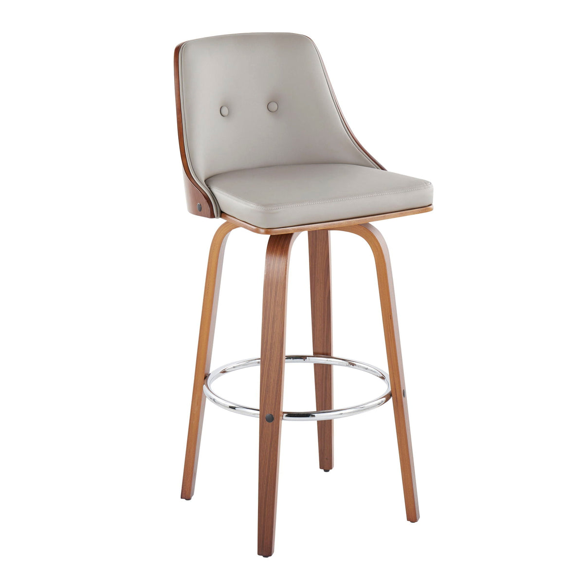 Mid-Century swivel barstool beige upholstery, wood frame, chrome footrest by HouseOfZazla on Tampa Home & Garden Store