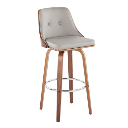 Mid-Century swivel barstool beige upholstery, wood frame, chrome footrest by HouseOfZazla on Tampa Home & Garden Store