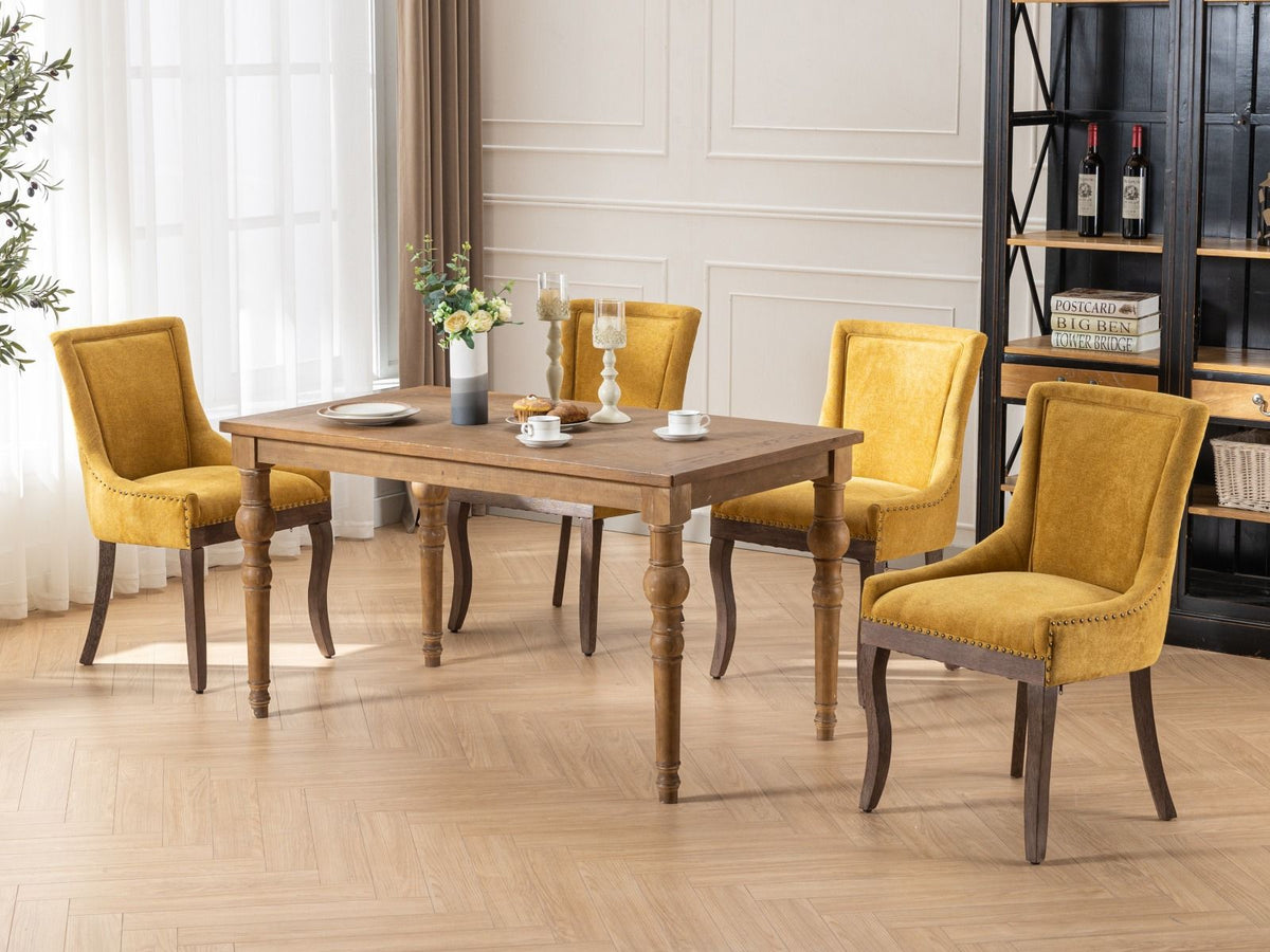 Ultra Side Dining Chair Set HouseOfZazla mustard chairs with solid wood legs, 4 around a table on Tampa Home & Garden Store