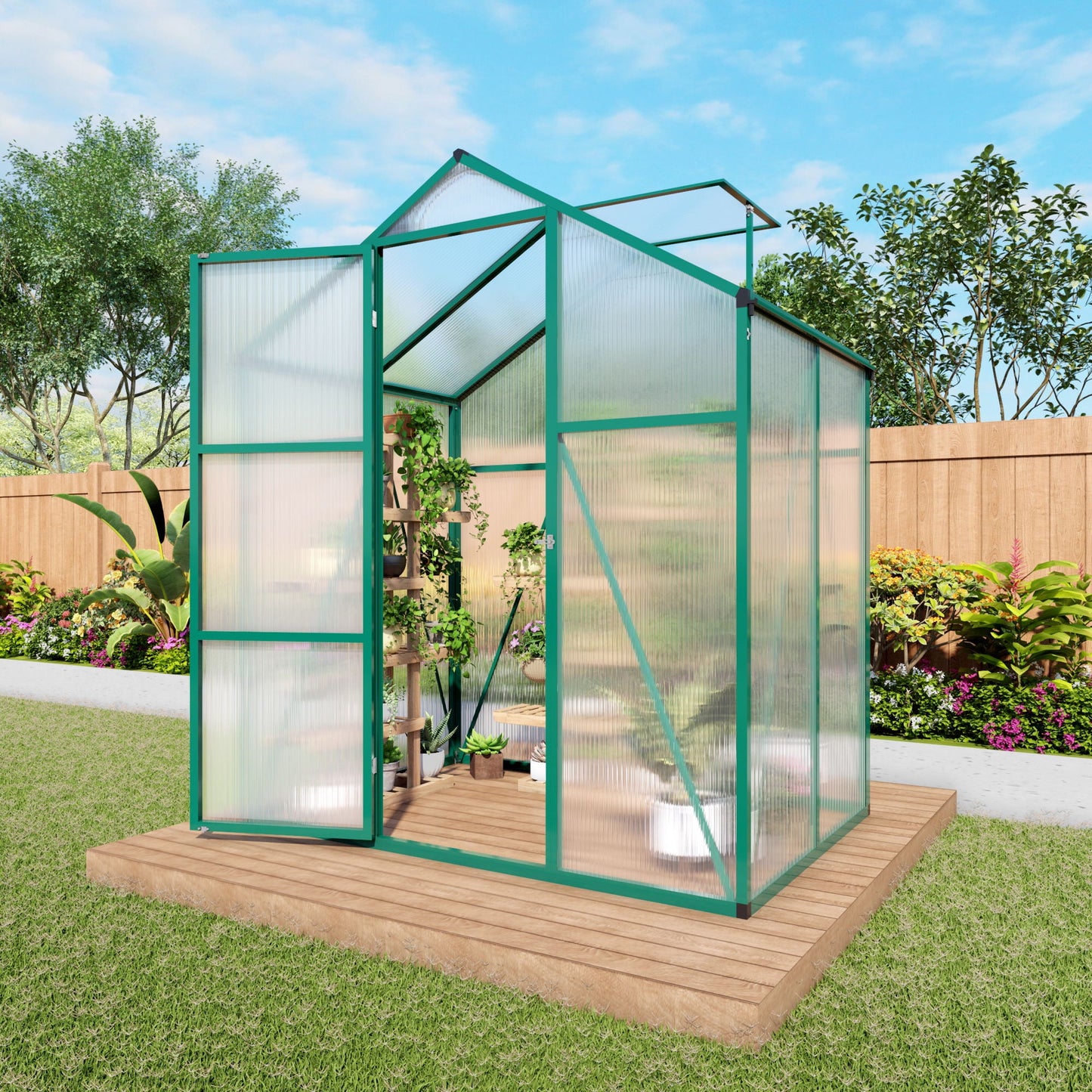 Strong Polycarbonate Walk In Greenhouse and Porch
