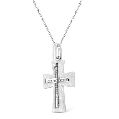 Sterling silver cross pendant necklace with prong-set diamond accents by Bids.com on an 18 inch chain on Tampa Home & Garden Store
