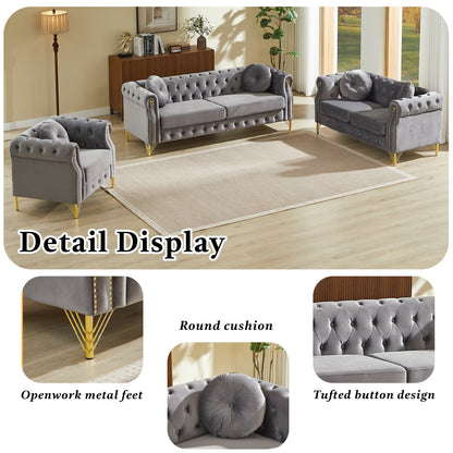 Plush and 82 Inch Velvet Chesterfield Sofa
