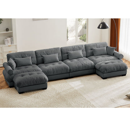 Super Comfort modular sectional sofa with movable ottoman, gray fabric 2-piece HouseOfZazla on Tampa Home & Garden Store
