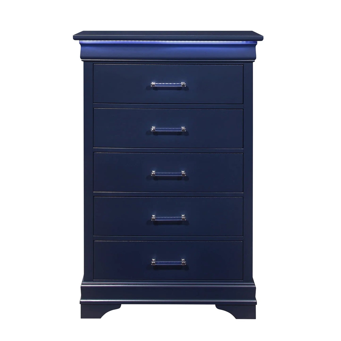 Charlston LED Chest navy blue accent chest with LED top chrome pulls Unique Piece Furniture on Tampa Home & Garden Store