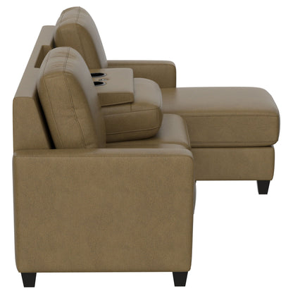 Brown Sofa And Chaise With Usb Charging Console