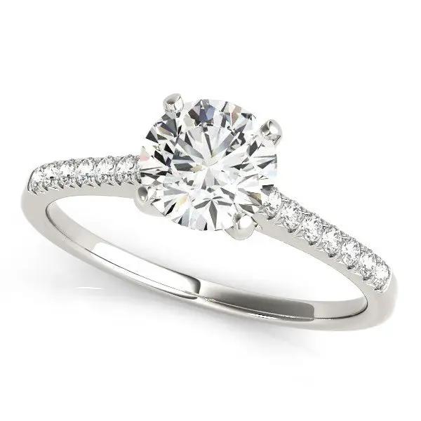 14k white gold scalloped-set diamond engagement ring with round center diamond and pave band on Tampa Home & Garden Store