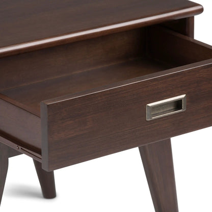 Draper Handcrafted Mid Century End Table dark walnut with metal pull Unique Piece Furniture on Tampa Home & Garden Store