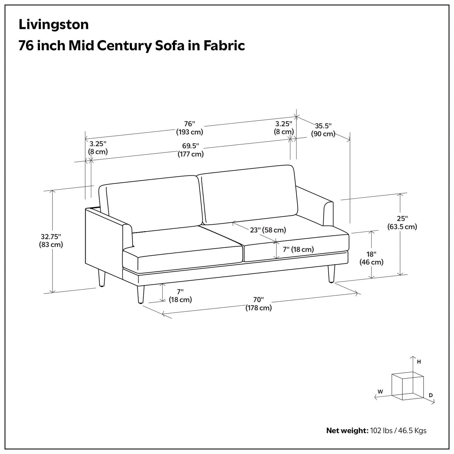 Livingston Upholstered Sofa with Cushions