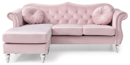 Hollywood Glam Sofa Chaise and Tufted Nailhead