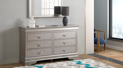 Lorana dresser by HouseOfZazla; silver-gray textured drawers with crocodile pattern on Tampa Home & Garden Store
