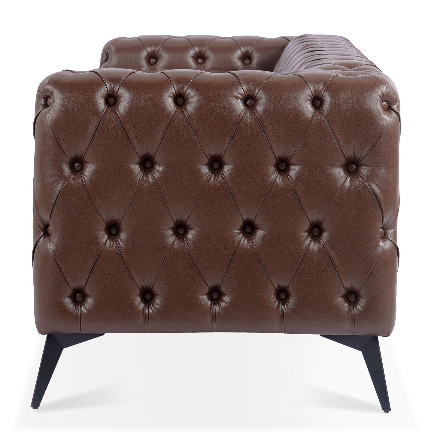 Square Arm Removable Cushion 3 Seater Sofa brown leather tufted HouseOfZazla stationary on Tampa Home & Garden Store