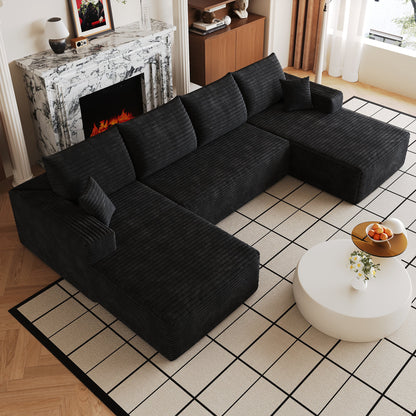 134in Cloud Sectional Sofa in black ribbed fabric by HouseOfZazla in a modern living room on Tampa Home & Garden Store