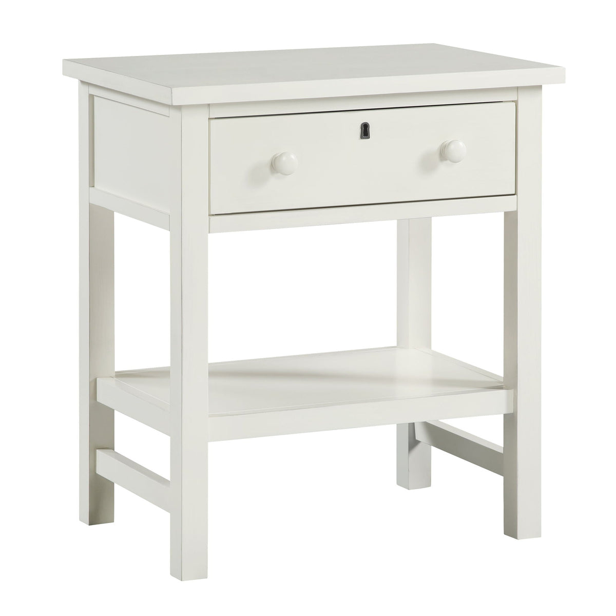 Finley 1-Drawer Storage Nightstand with Open Shelf white wood two knobs HouseOfZazla on Tampa Home & Garden Store