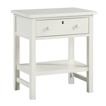 Finley 1-Drawer Storage Nightstand with Open Shelf white wood two knobs HouseOfZazla on Tampa Home & Garden Store