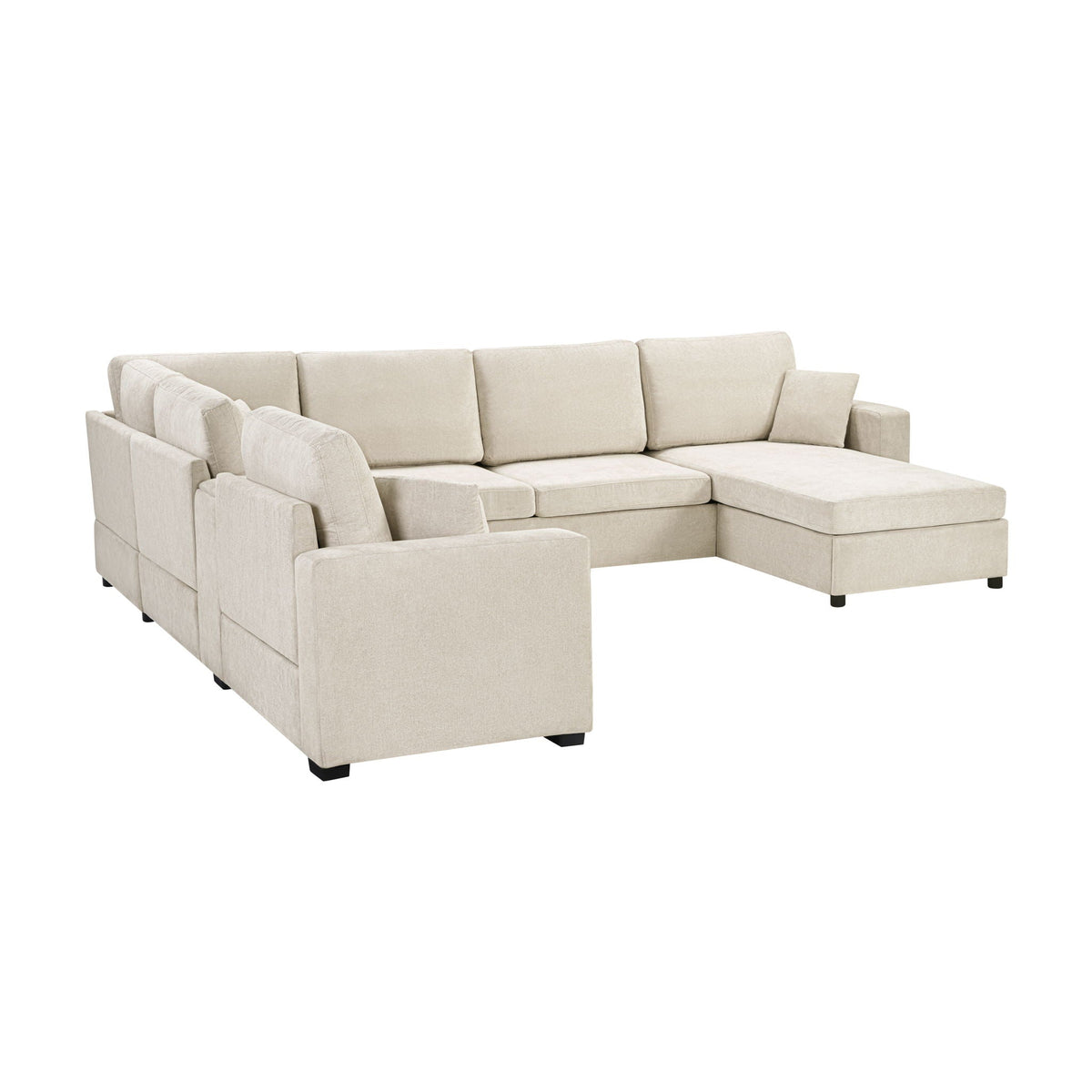 Modular 5-seat U-shaped sectional sofa with chaise in beige fabric by HouseOfZazla on Tampa Home & Garden Store