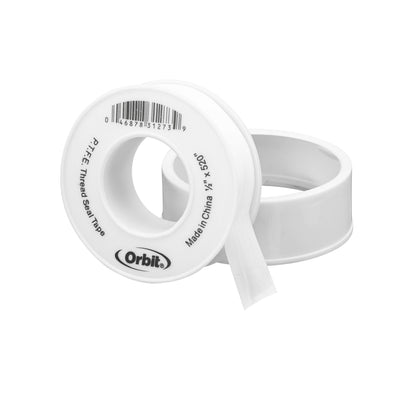 Pipe thread seal tape Orbit Irrigation 1/2in x 520in on white spool on Tampa Home & Garden Store