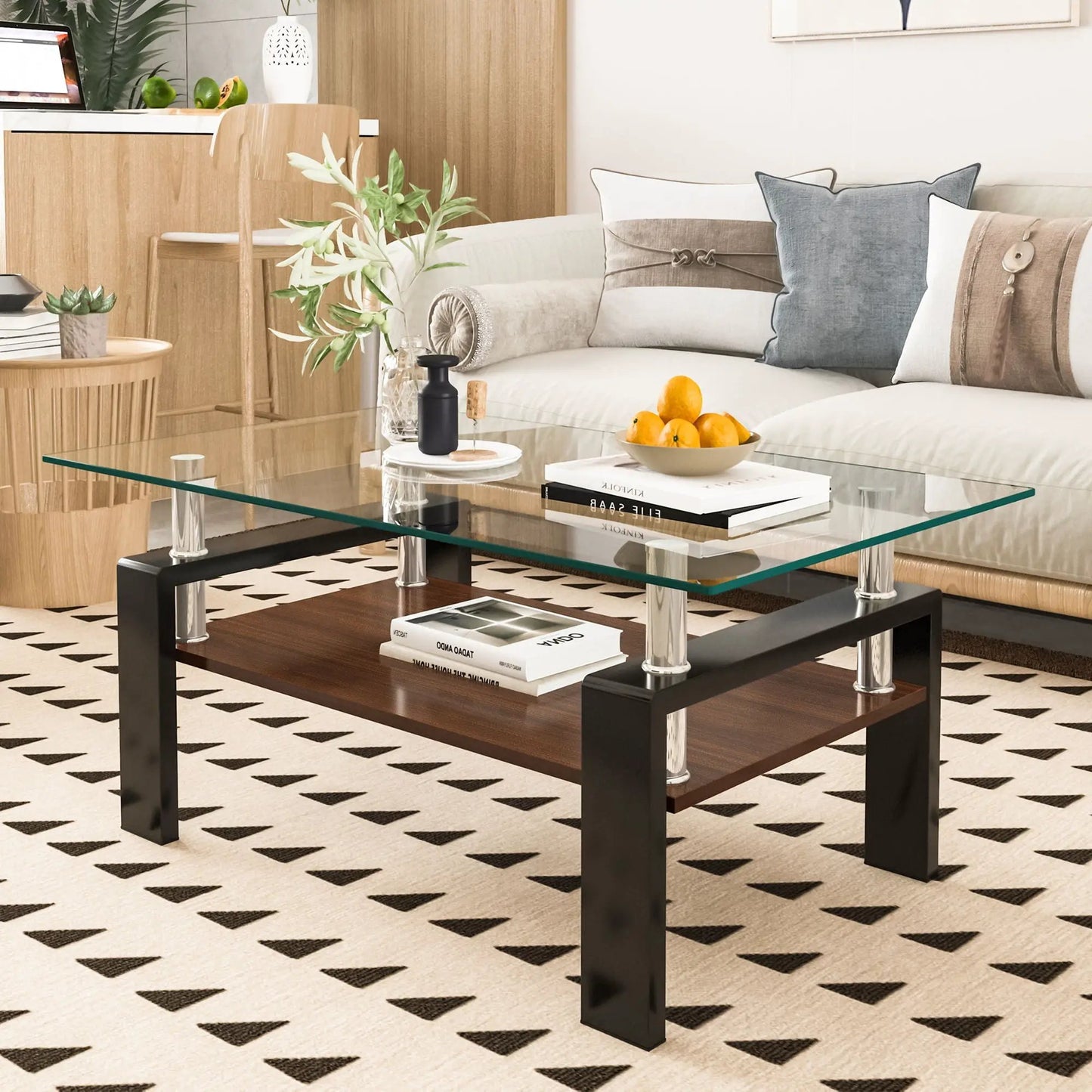 Modern Coffee Table with Tempered Glass Top