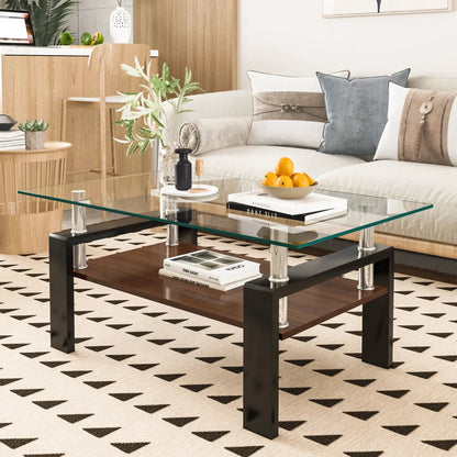 Modern Coffee Table with Tempered Glass Top