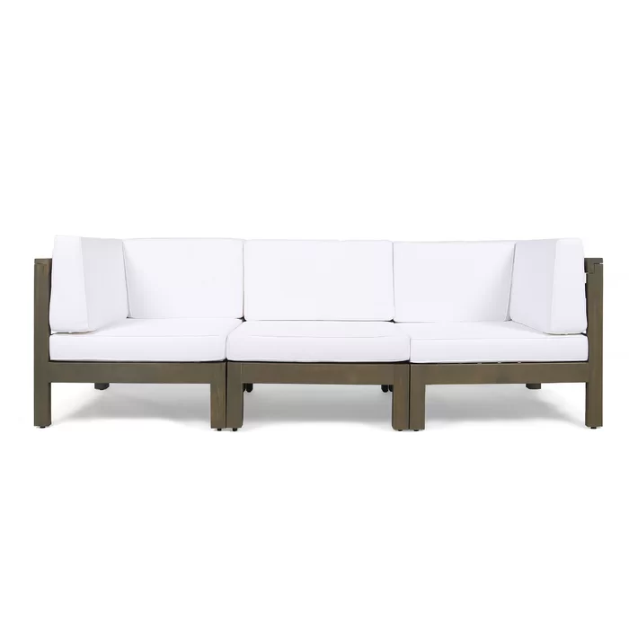 Brava X-Back 3 Seater outdoor sectional sofa set with bronze frame and white cushions on Tampa Home & Garden Store