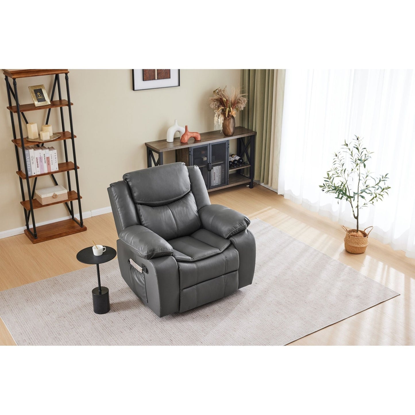 Gray Heating and Vibration Recliner Chair